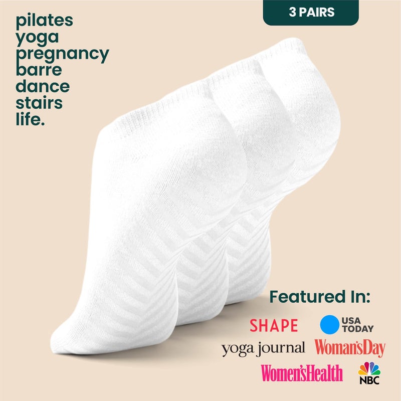 Gripjoy Grip Socks 3-Pack, Non Slip Socks for Yoga, Pilates, Barre, Dance, Enhanced Stability, Machine Washable, Comfortable Cotton Blend, Supports Charitable Causes - Image 2